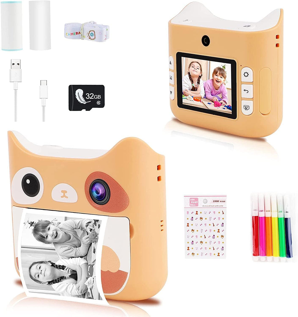 Pink Zero Ink Kids Digital Camera with 3 Rolls Print Paper 32GB SD Card T484970
