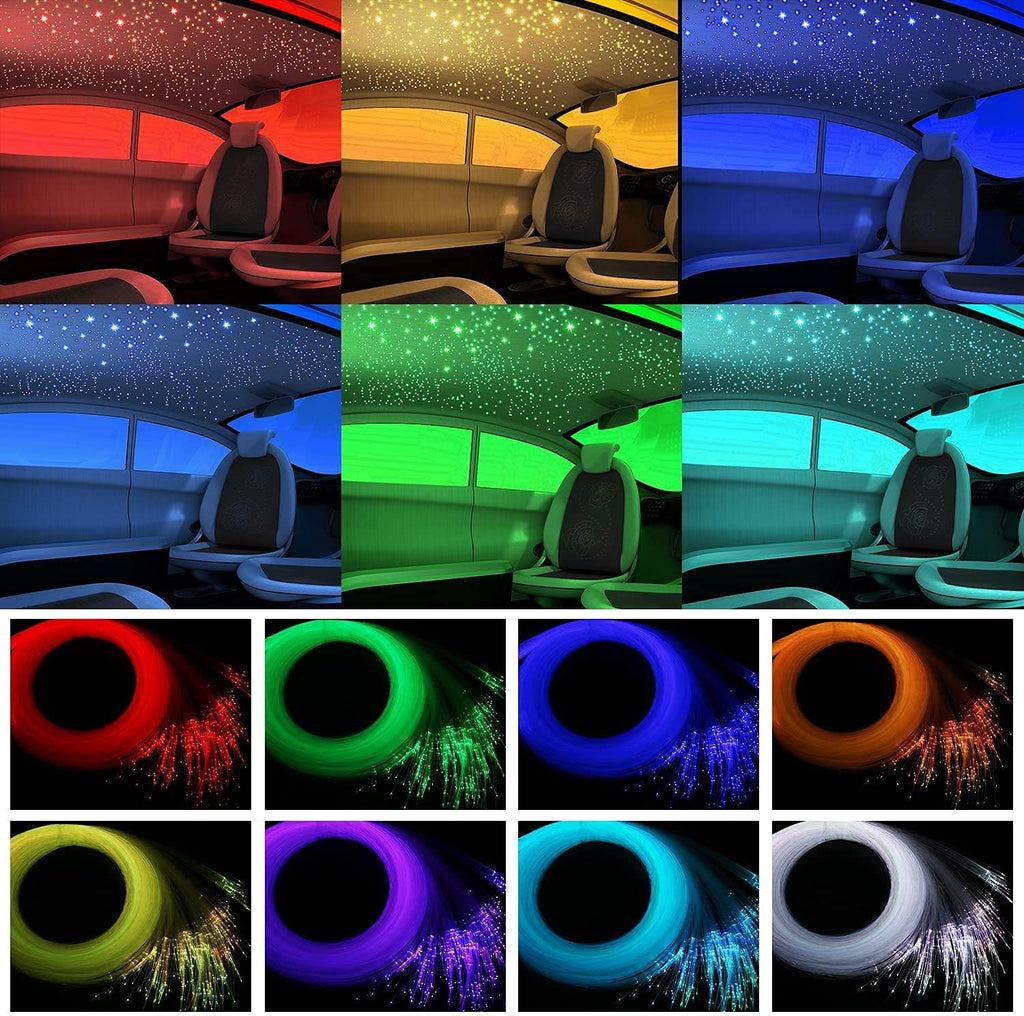 16W Fiber Optic Lights Starlight Headliner Light Kit with Remote Control, 150pcs 6.5ft Optical Fiber Cable Strands A677