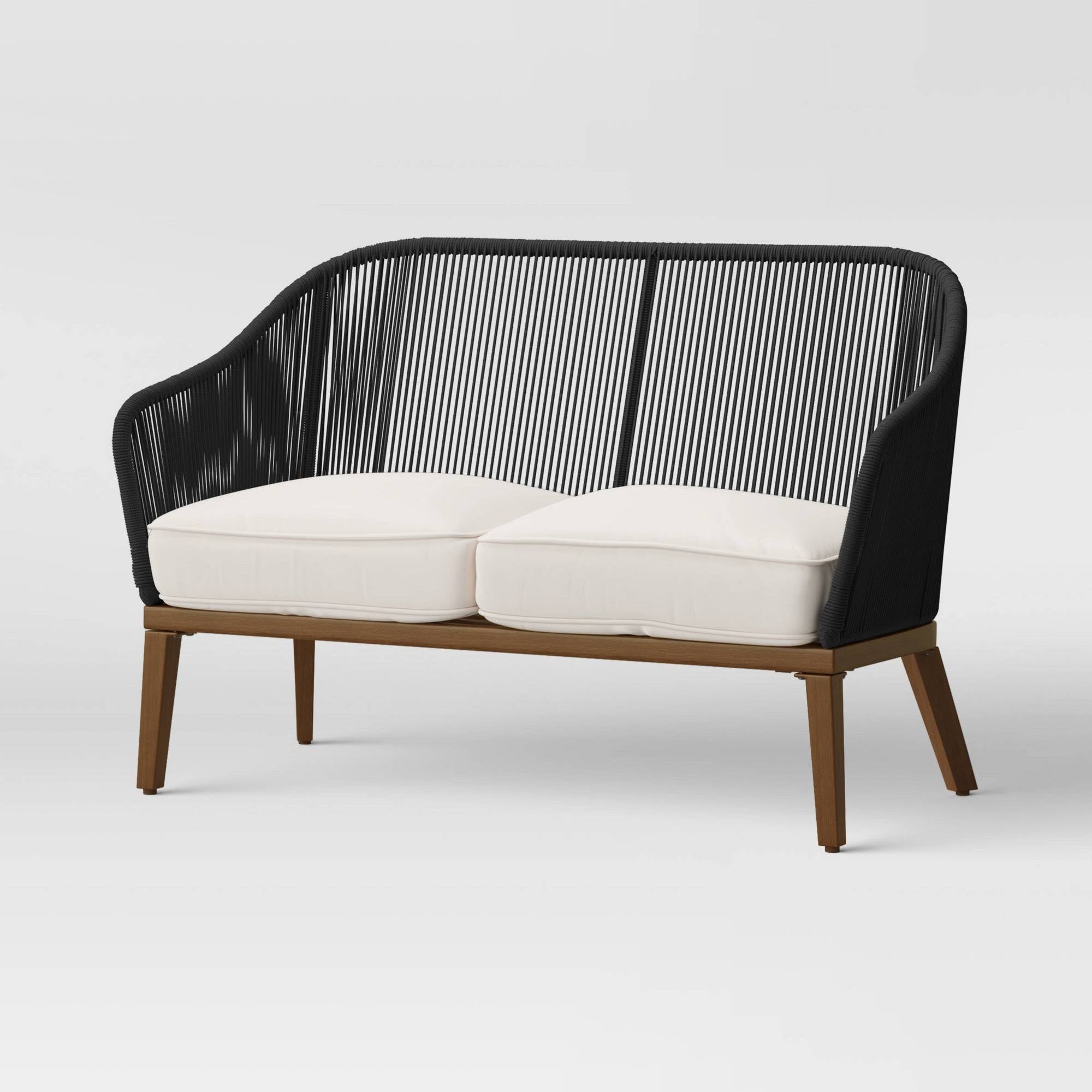 Light Wood Patio Loveseat W27970