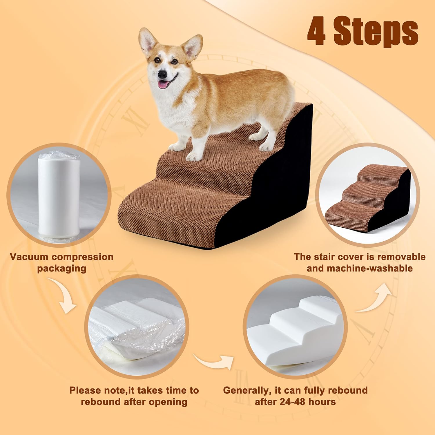 3 Tiers Foam Dog Ramps Non-Slip Pet Step G516193