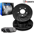 Black Drilled and Slotted Brake Rotors with Semi-Metallic Brake Pads Q317