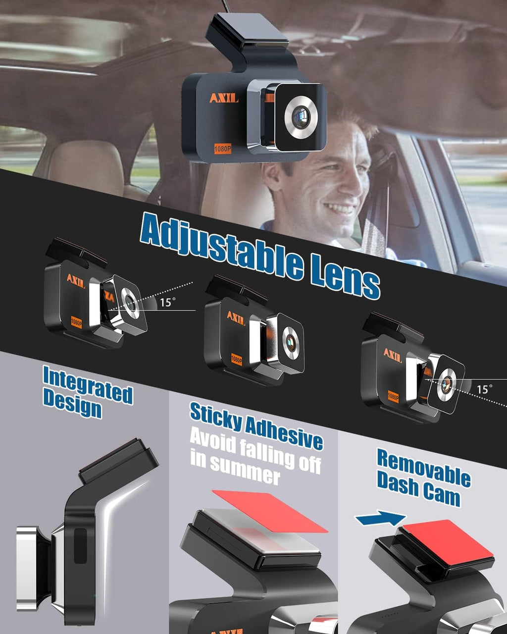 Dash Cam 1080P Full HD Built-in WiFi 3 Inch IPS Screen 150° Wide Angle Night Vision WDR Loop Recording G-Sensor Pack of 2 N716