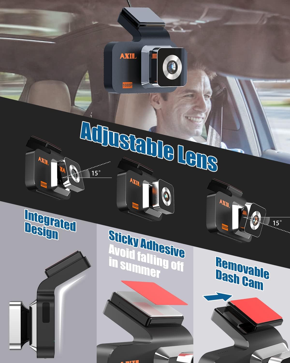 Dash Cam 1080P Full HD Built-in WiFi 3 Inch IPS Screen 150° Wide Angle Night Vision WDR Loop Recording G-Sensor Pack of 2 N716