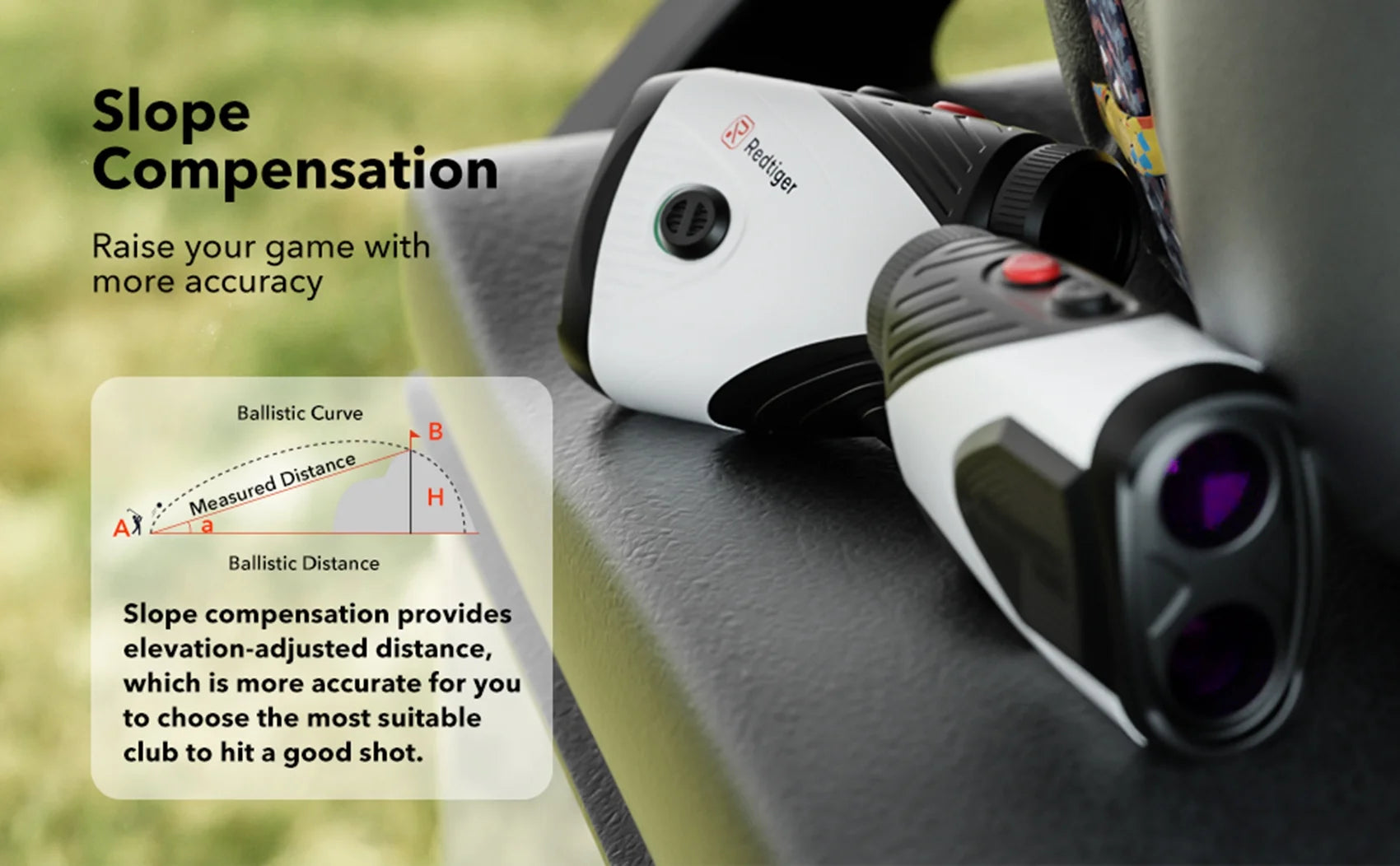 Black & White Mix Laser Golf Rangefinder with Slope, 1200 Yards Range Z674