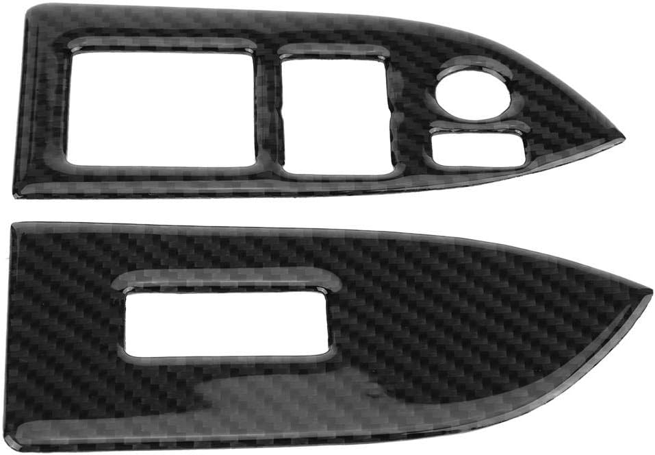 Carbon Fiber Self-Adhesive Window Switch Button Cover Trim, Pack of 2 W2337
