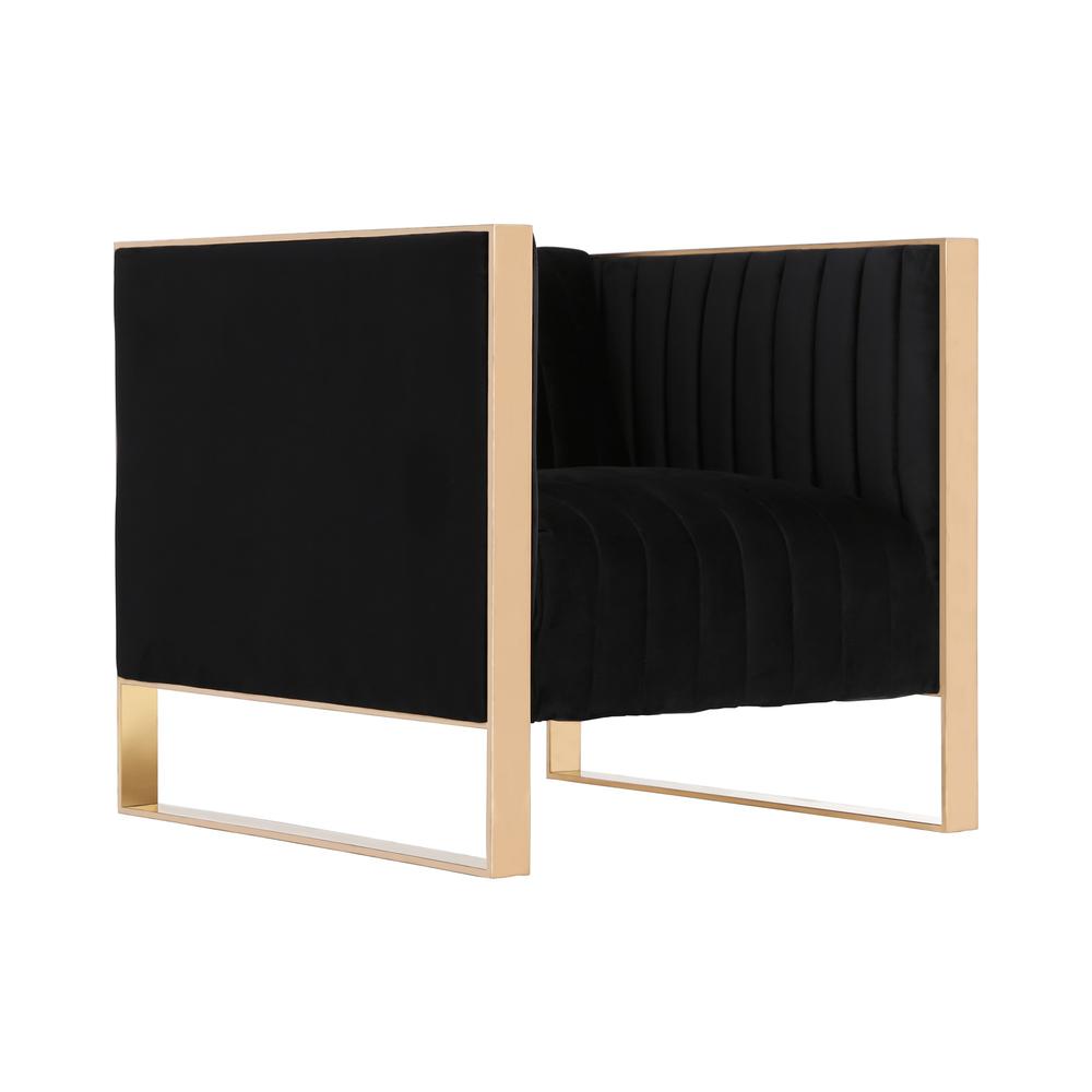 3-Piece Velvet Sofa & Armchair Set in Black V111245