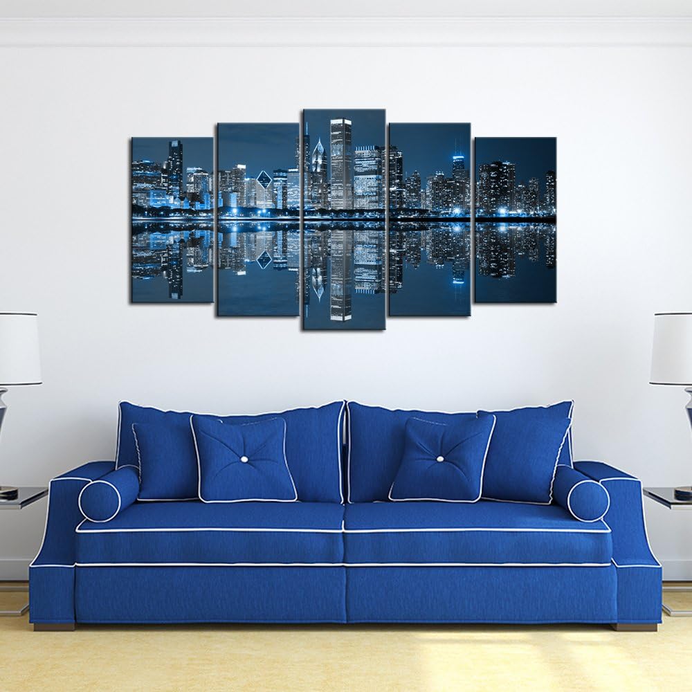Large 5 Panels Framed Canvas Print Wall Art E549034