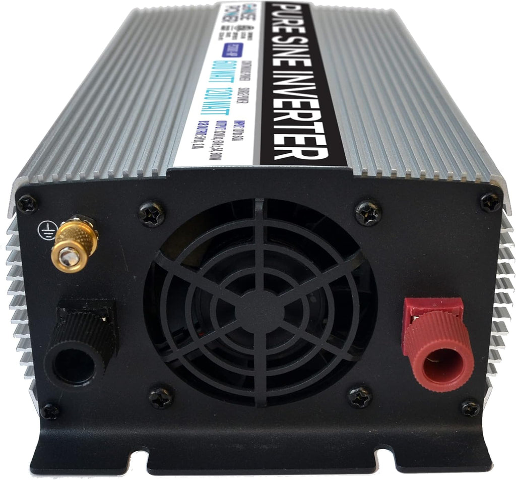 600W Pure Sine Wave Inverter 12V DC to 115V AC with 2 AC Outlets and USB Port K992853