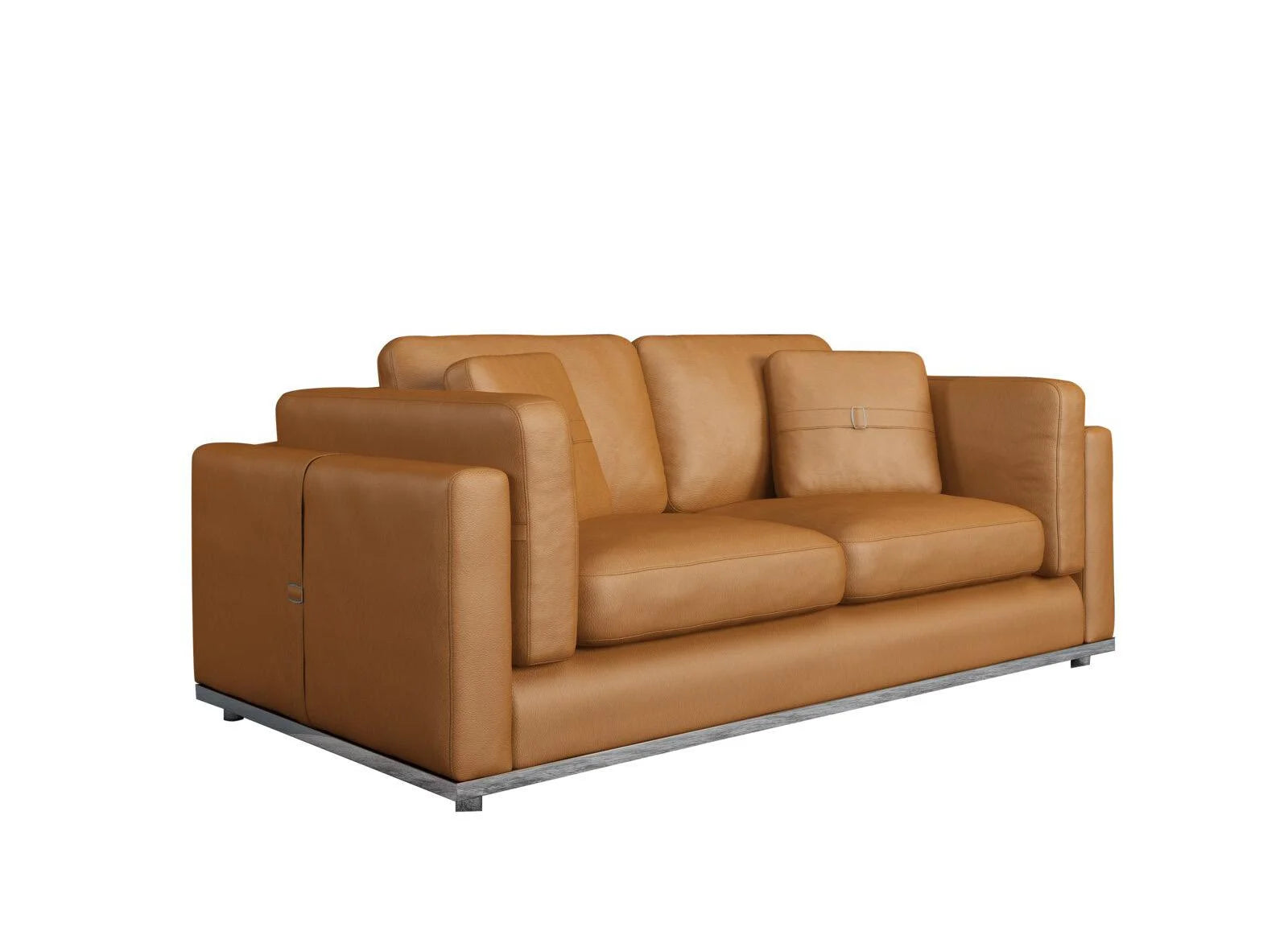 Cognac Italian Leather Loveseat C60696