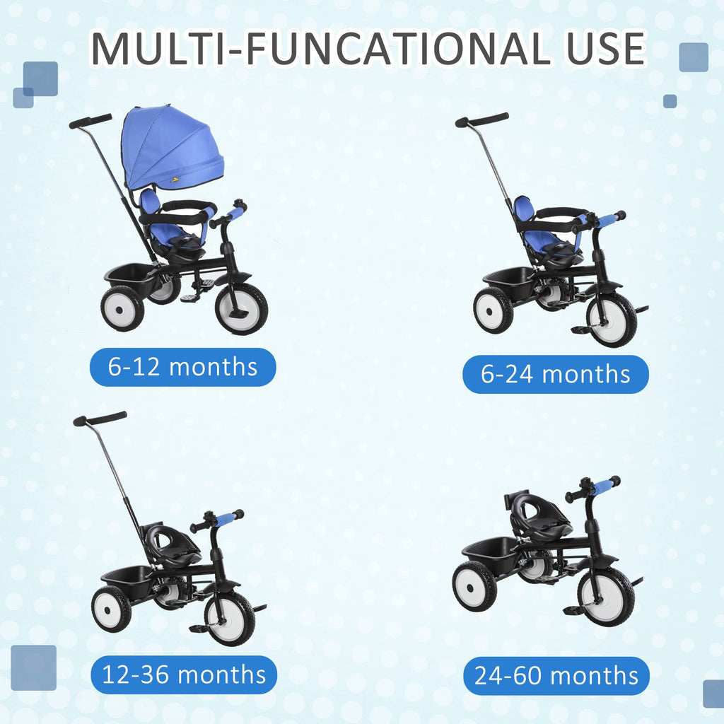 2 in 1 Baby Tricycle Stroller with Adjustable Canopy Detachable Guardrail Safety Belt V70300