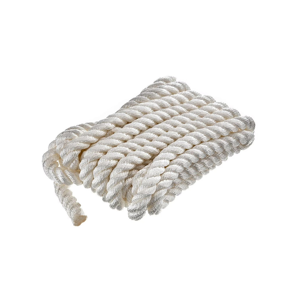3-Strand Twisted Nylon Dock Rope, ¾-Inch x 25 Feet, White Q712