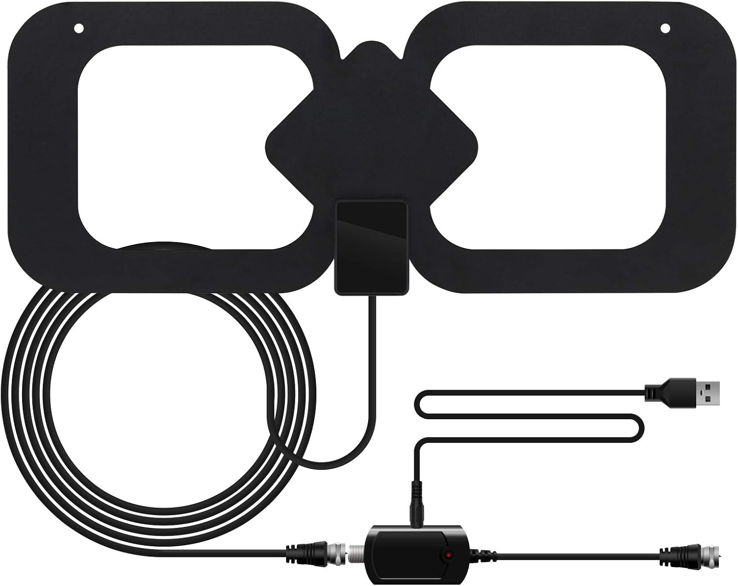 Indoor HDTV Antenna with Amplifier Signal Booster, 4K 1080p, 13.3ft Coax Cable, Pack of 2 I480903