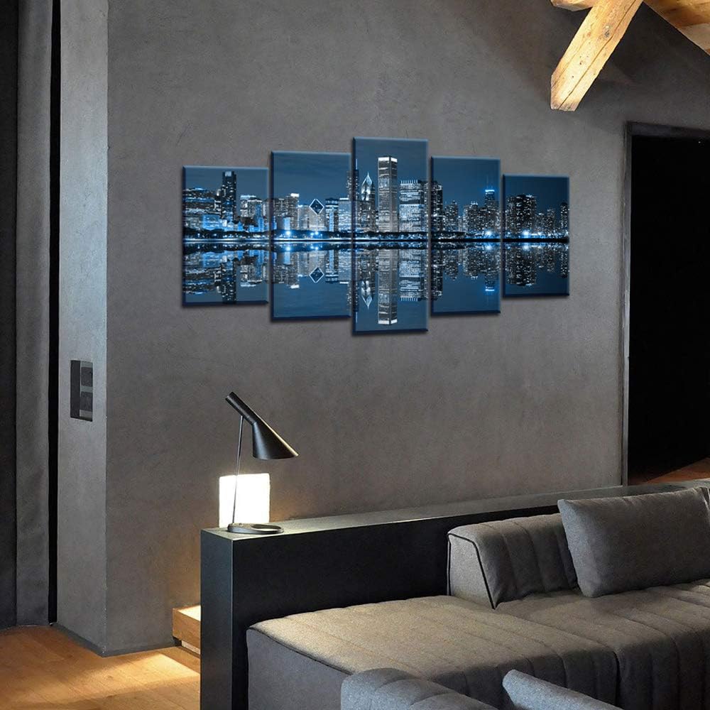 Large 5 Panels Framed Canvas Print Wall Art E549034