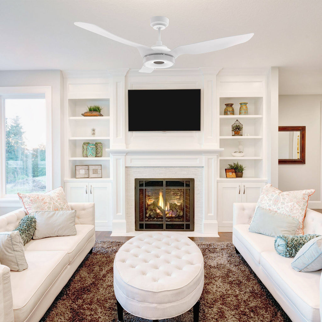 White Smart Ceiling Fan with Dimmable LED Light and Remote T33827