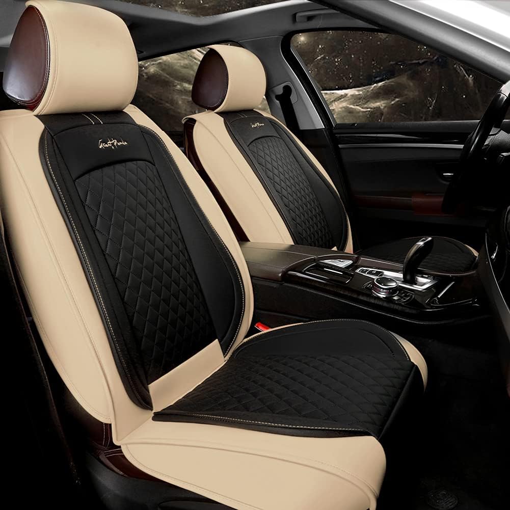 Gray and Black Faux Leather Car Seat Covers (1 Pair) X62510