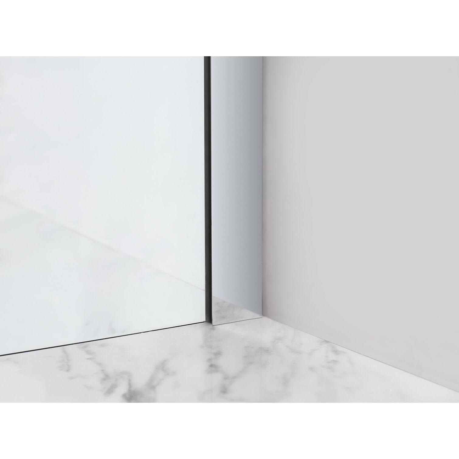 Frameless Hinged Neo-Angle Shower Enclosure in Stainless Steel O168