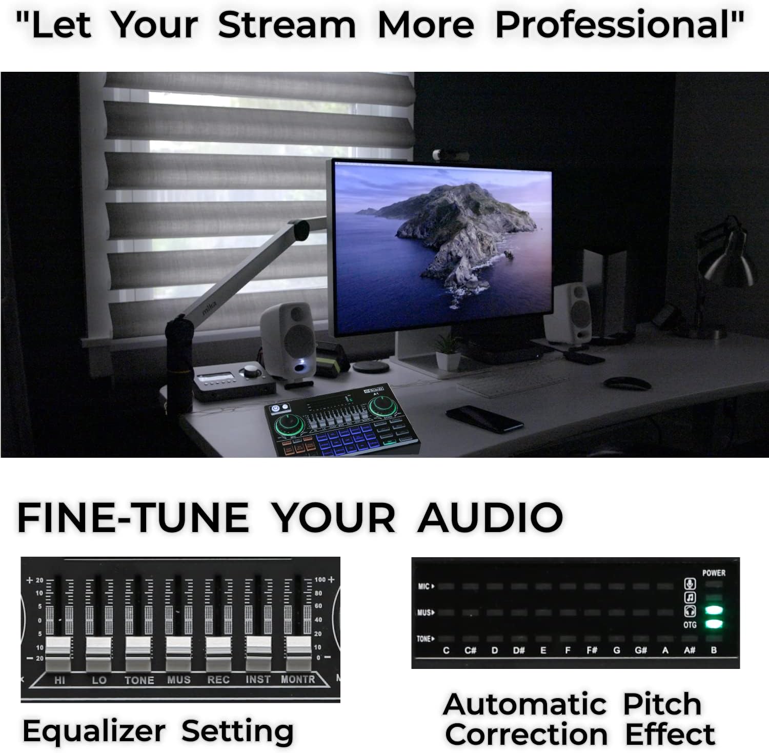 Podcast Equipment Bundle Kit with DJ Mixer and XLR Microphone F8047