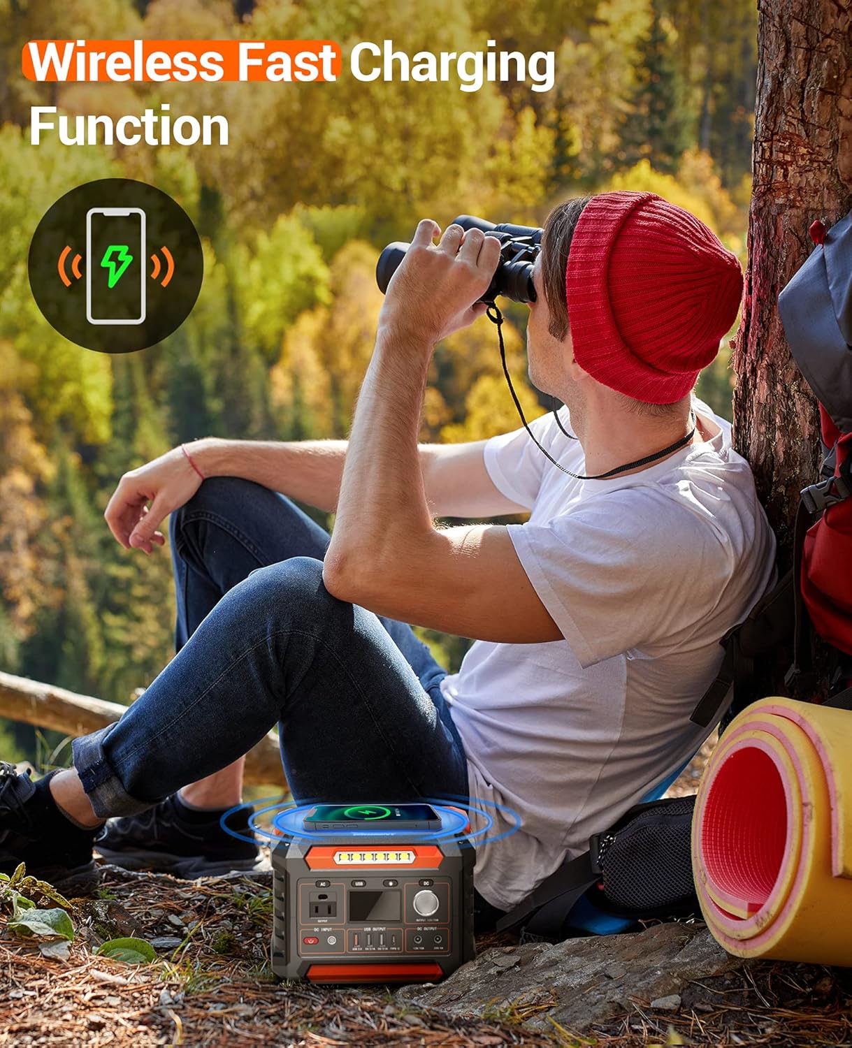 Portable Power Station 300W, 299Wh/80818mAh, Regulated DC Output, Pure Sine Wave, LED Light N9218