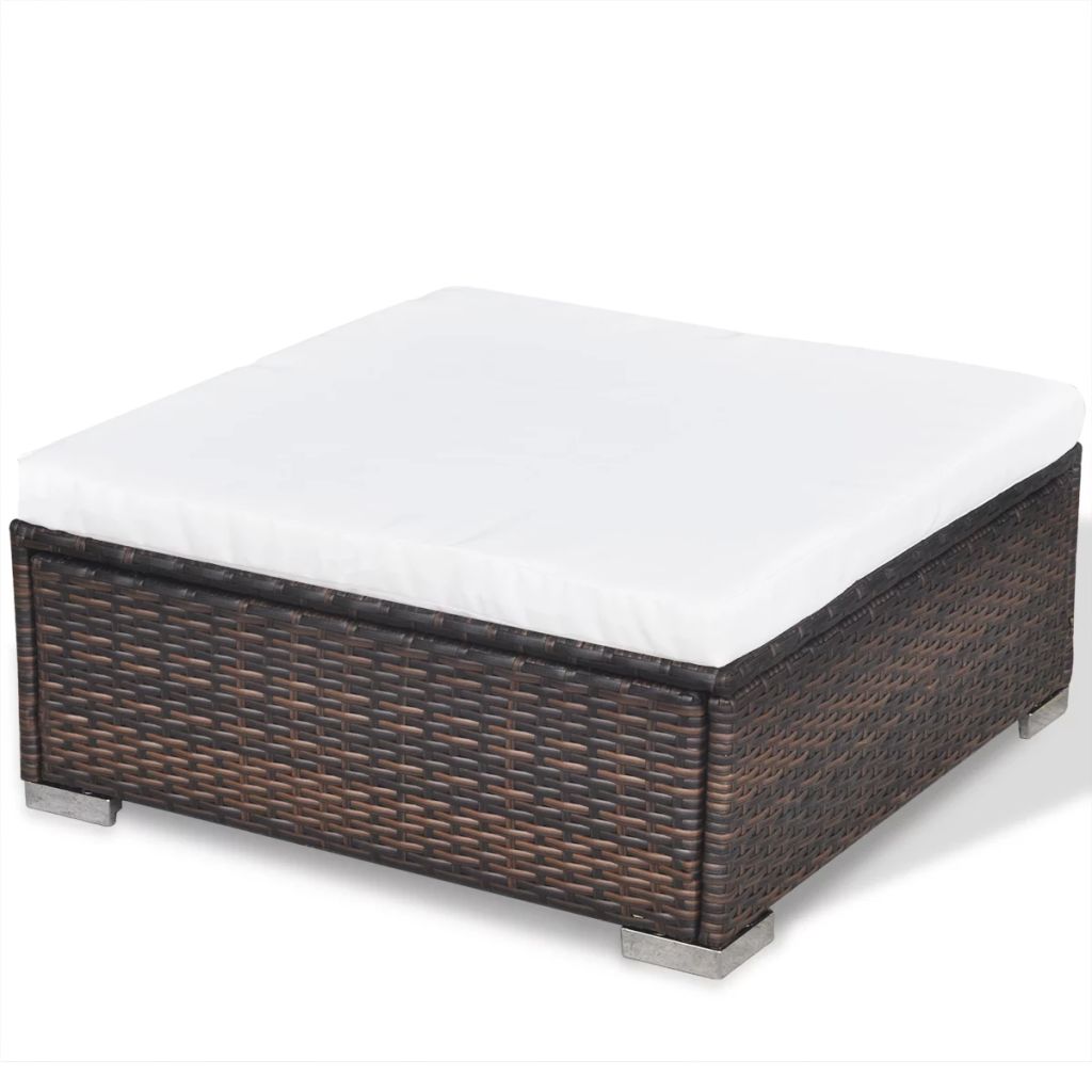5 Piece Outdoor Sectional Sofa with Coffee Table and Ottoman Poly Rattan T721