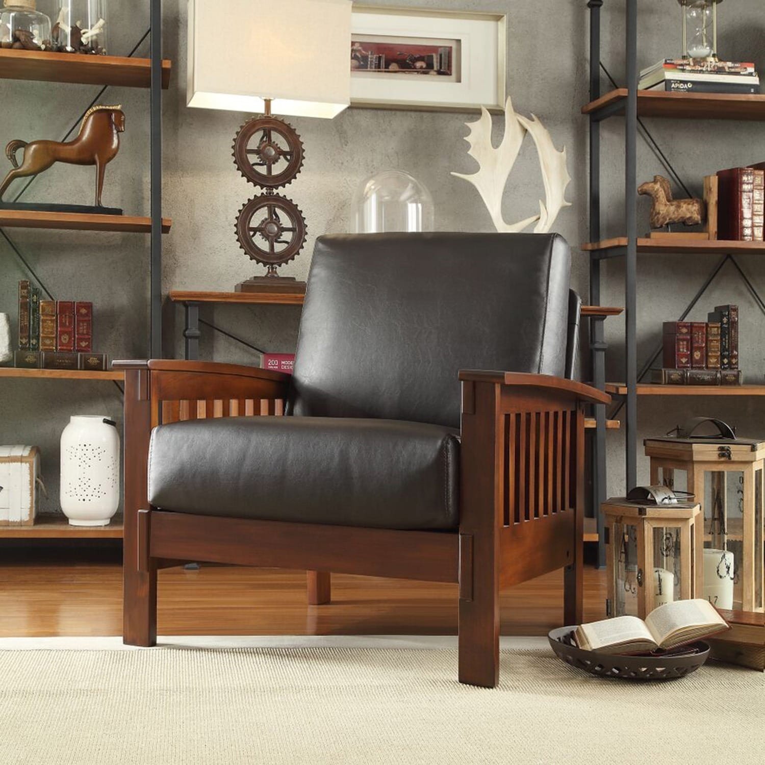 Olive Microfiber Mission Chair Z98088