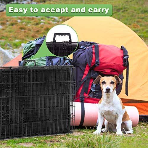 48 inch Large Dog Crate Metal Wire Double-Door Folding Pet Cage with Plastic Tray Y638