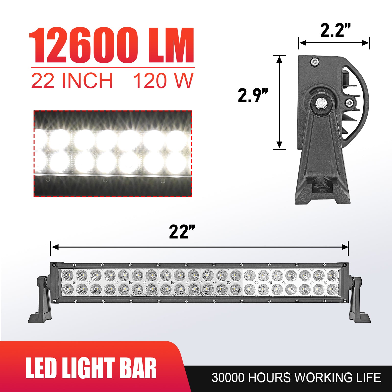 22" LED Light Bar Bumper Bracket Wire Kit U153