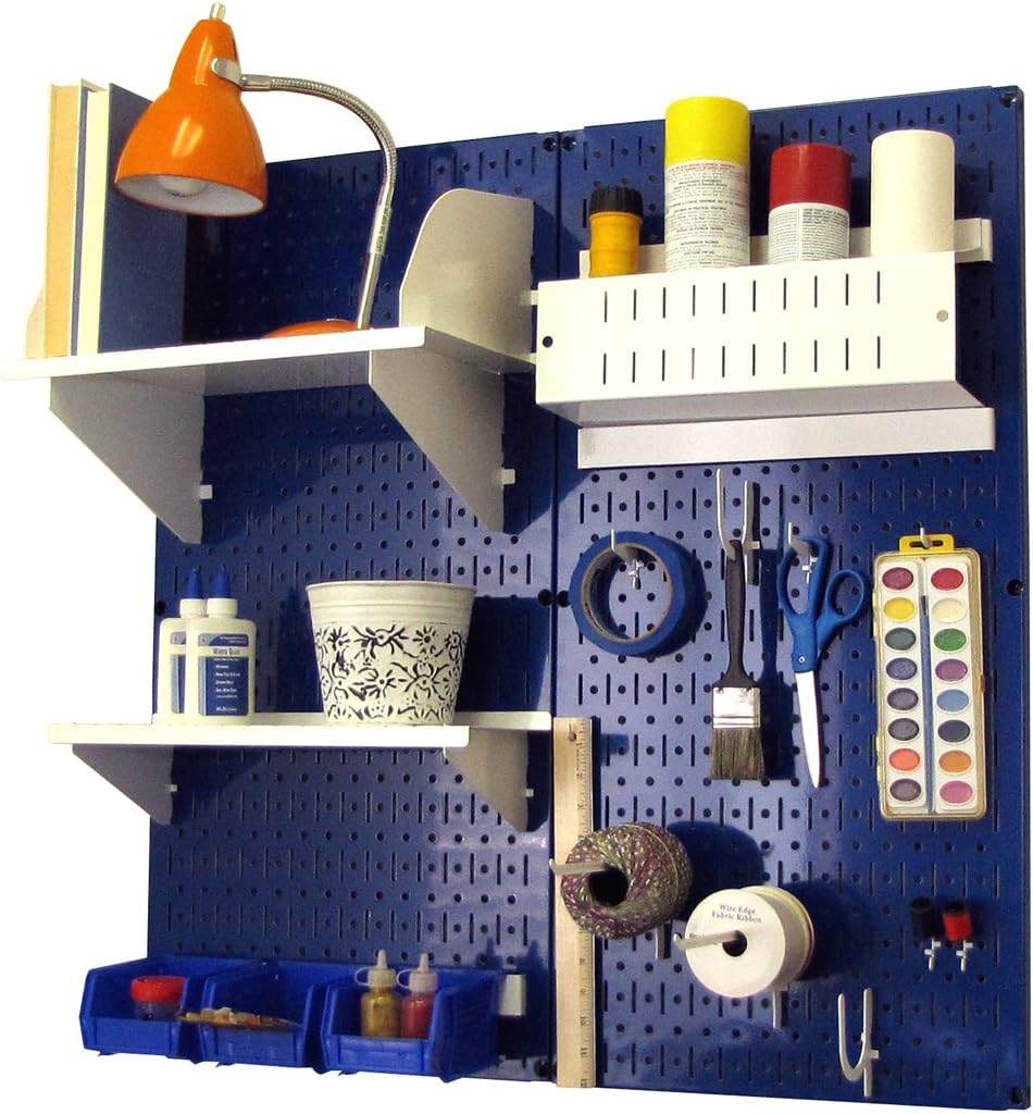 Black Pegboard Organizer Storage Kit with Blue Accessories S7719