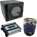 Slotted S Port Single 10 Sub Box & HA-A400.1 Car Stereo Bundle C168