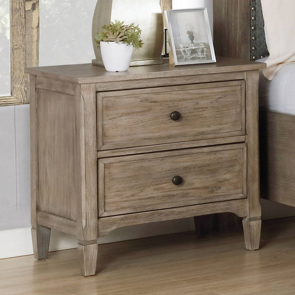 Wire Brushed Warm Gray USB Night Stand W36763