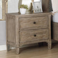 Wire Brushed Warm Gray USB Night Stand W36763