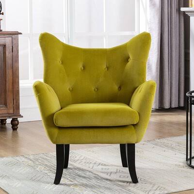 Avocado Velvet Wingback Accent Chair U140