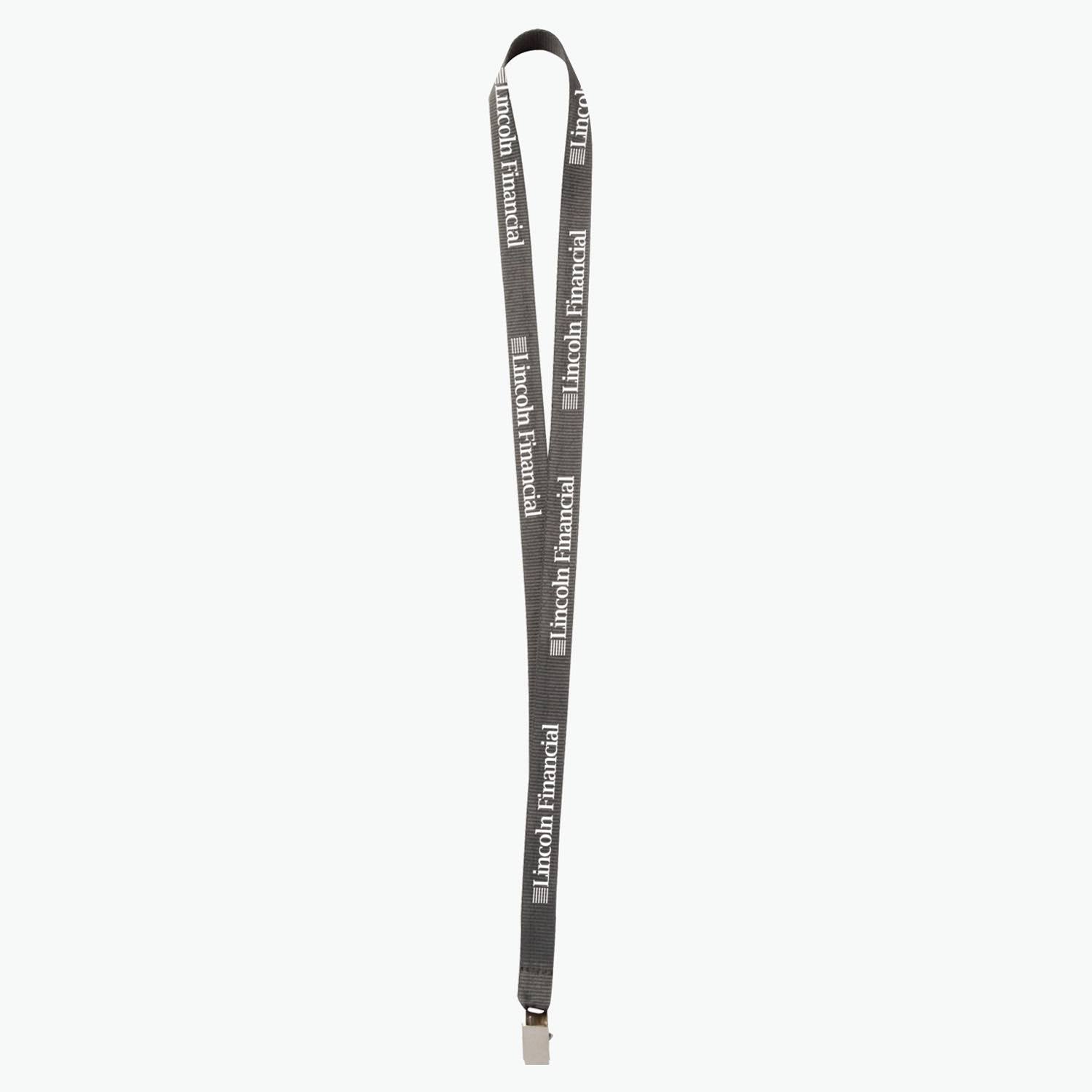 Dark Gray Polyester Lanyard with Bulldog Clip D69346
