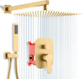 Brushed Nickel Rainfall Shower System with Valve, 12 Inch Square Ceiling Mount Shower Set A68161