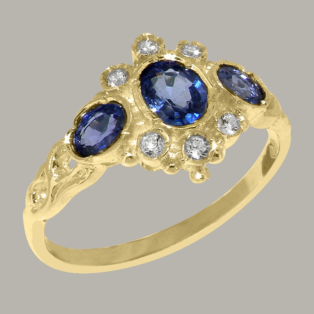 9k Yellow Gold Natural Sapphire & Diamond Ring T6423
