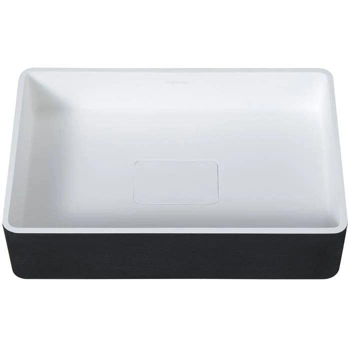 Rectangular Black and White Bathroom Vessel Sink W501100
