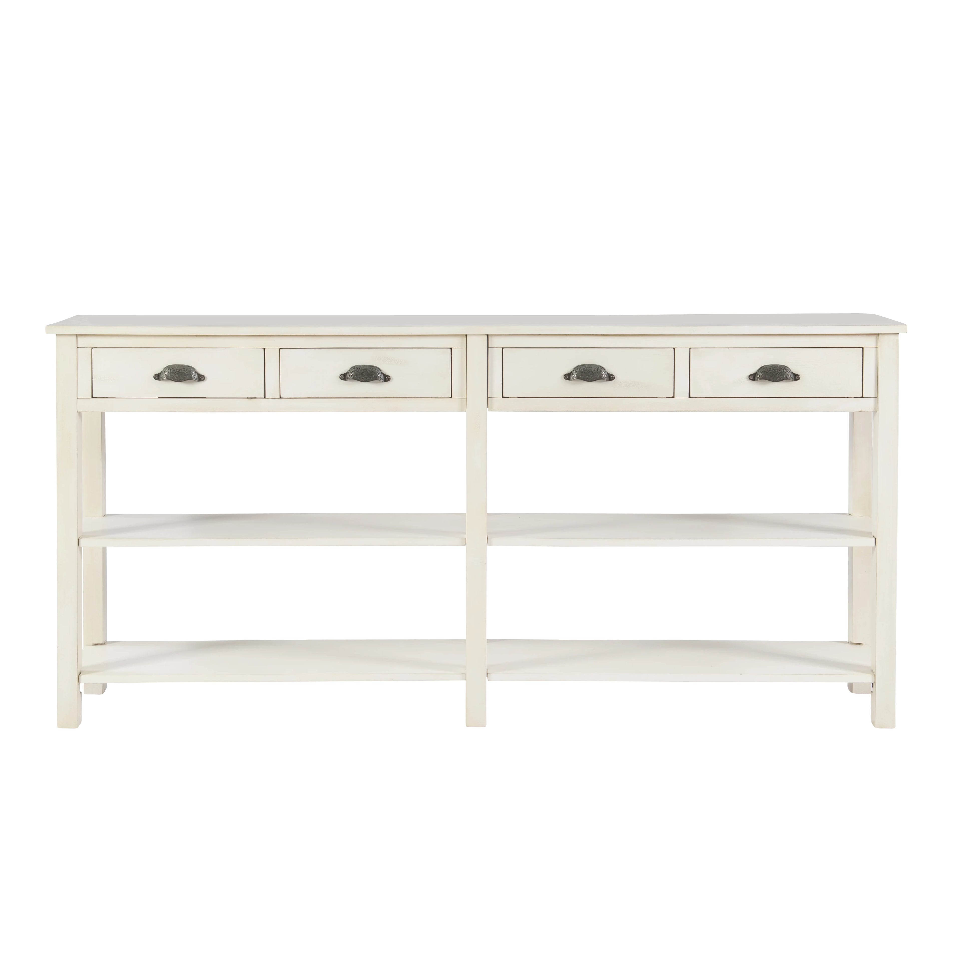 Cream Crackle 4-Drawer Console Table with Shelf D54906