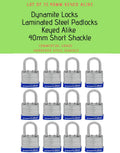 40 mm Laminated Steel Padlock Keyed Alike Pack of 72 J743