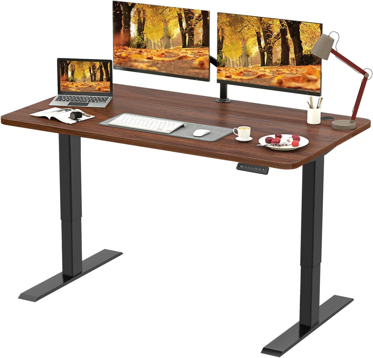 Black Frame Walnut Top Electric Standing Desk Z245709