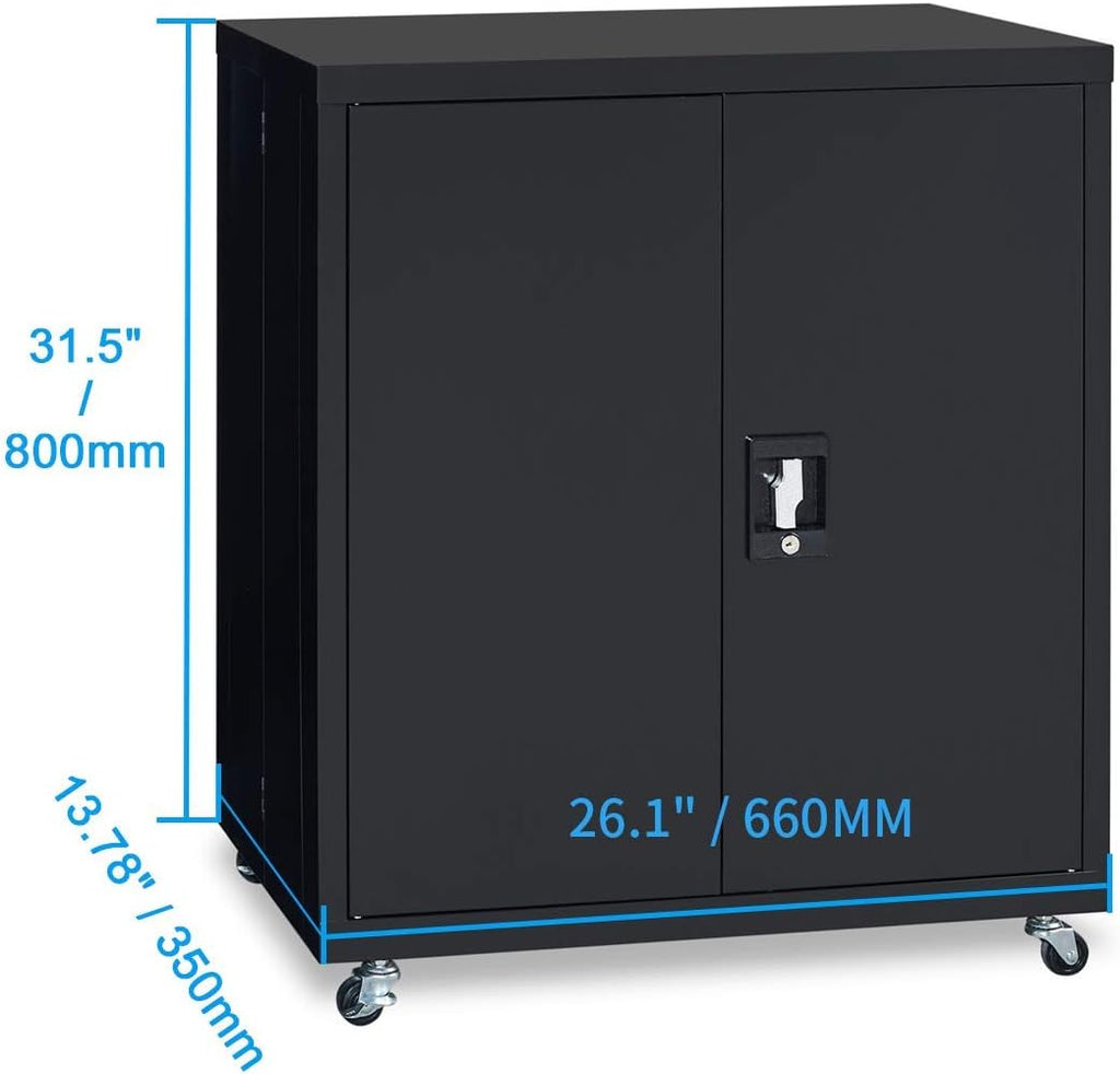 Black Metal Storage Cabinet with Doors and Shelves S9491
