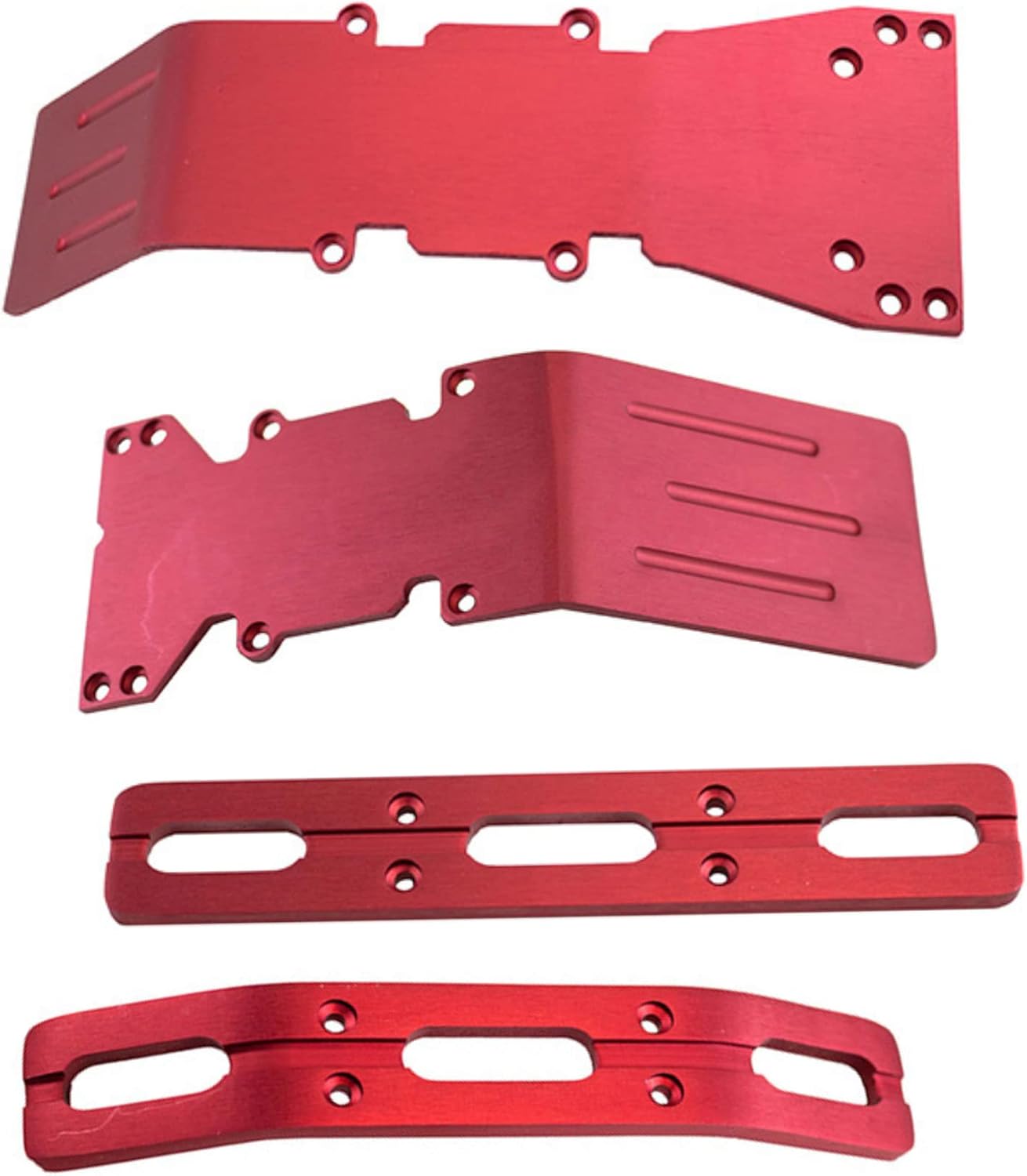 Red Anodized Aluminum Skid Plate and Bumper Set for RC Car, Pack of 2 S7024