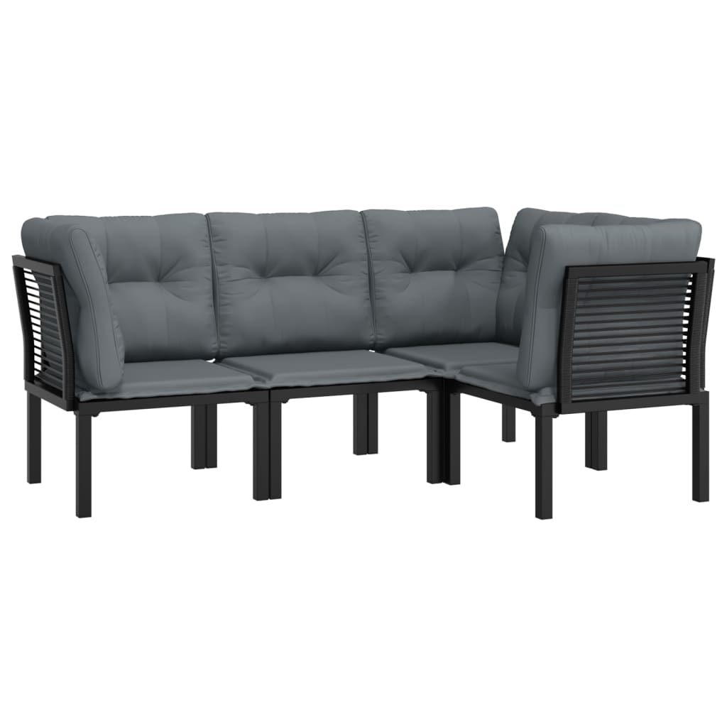 4 Piece Dark Gray Cushioned Poly Rattan Sectional Sofa Set P95129