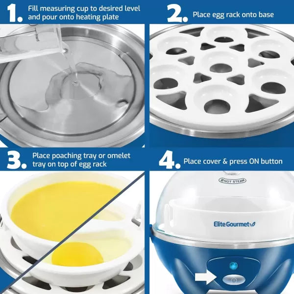 7 Egg Capacity Electric Egg Cooker with Auto Shut-Off S12854