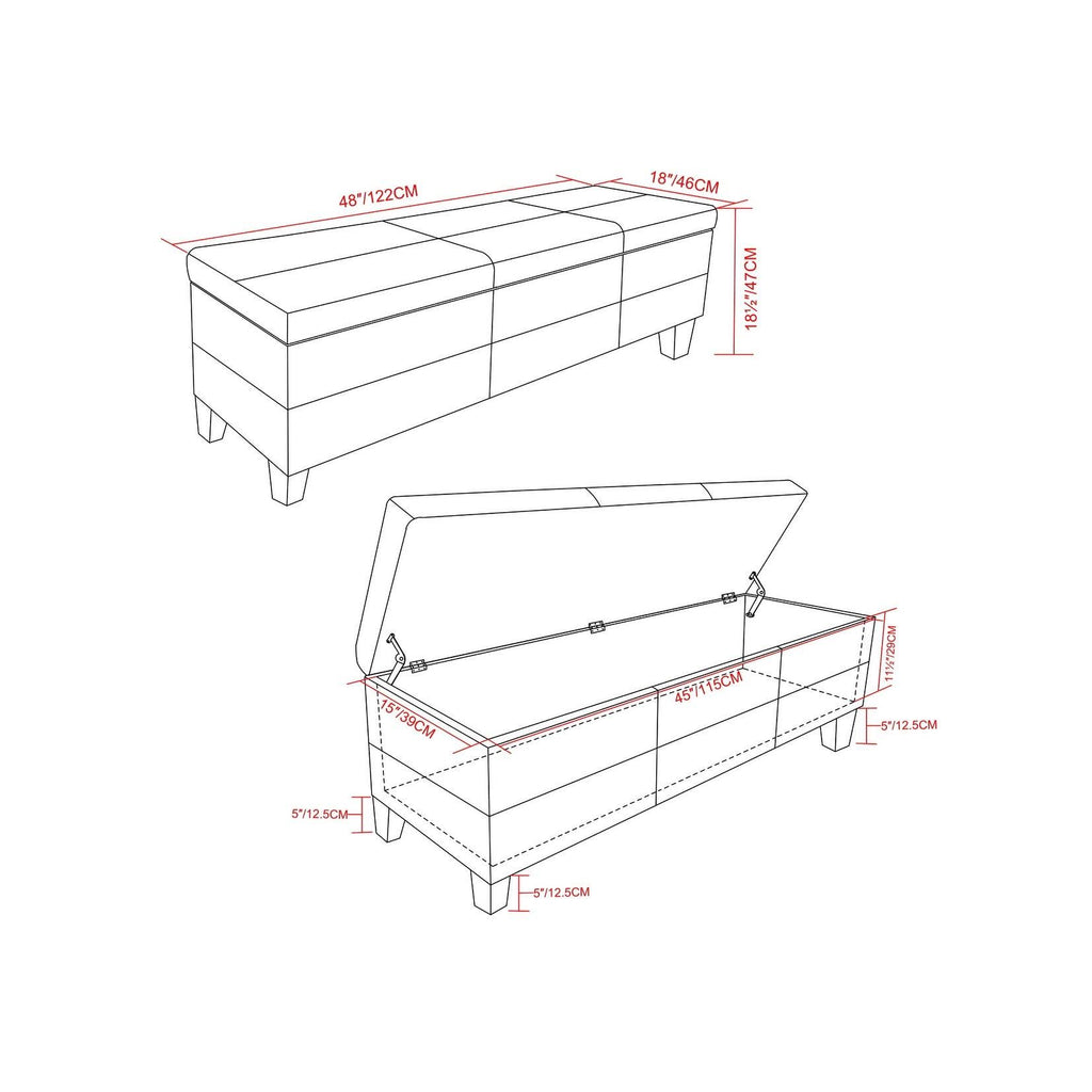 Storage Ottoman Bench Midnight Black Z163