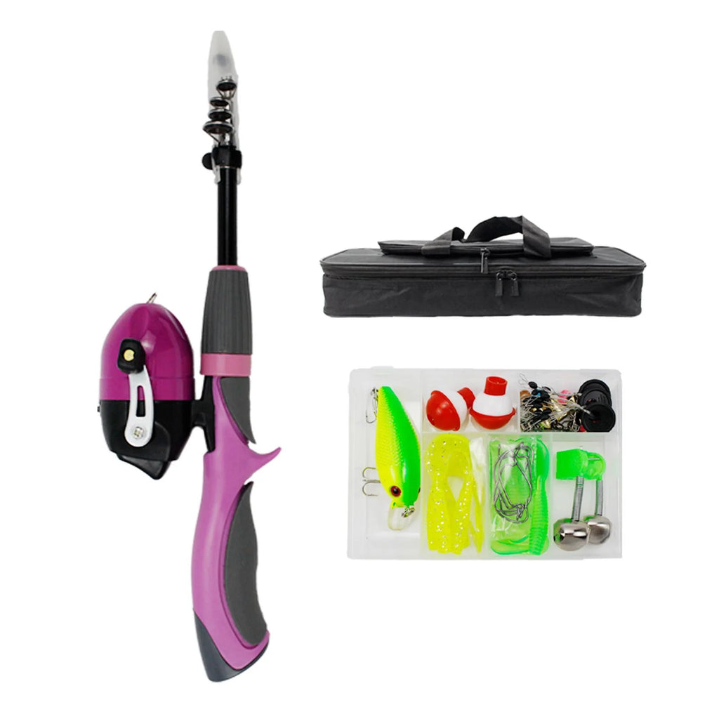 Pink Telescopic Fishing Rod and Reel Carrier Bag with Fishing Line M716836