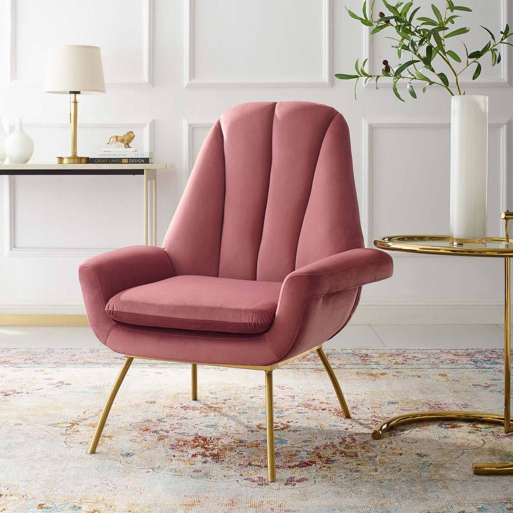 Dusty Rose Performance Velvet Armchair C975