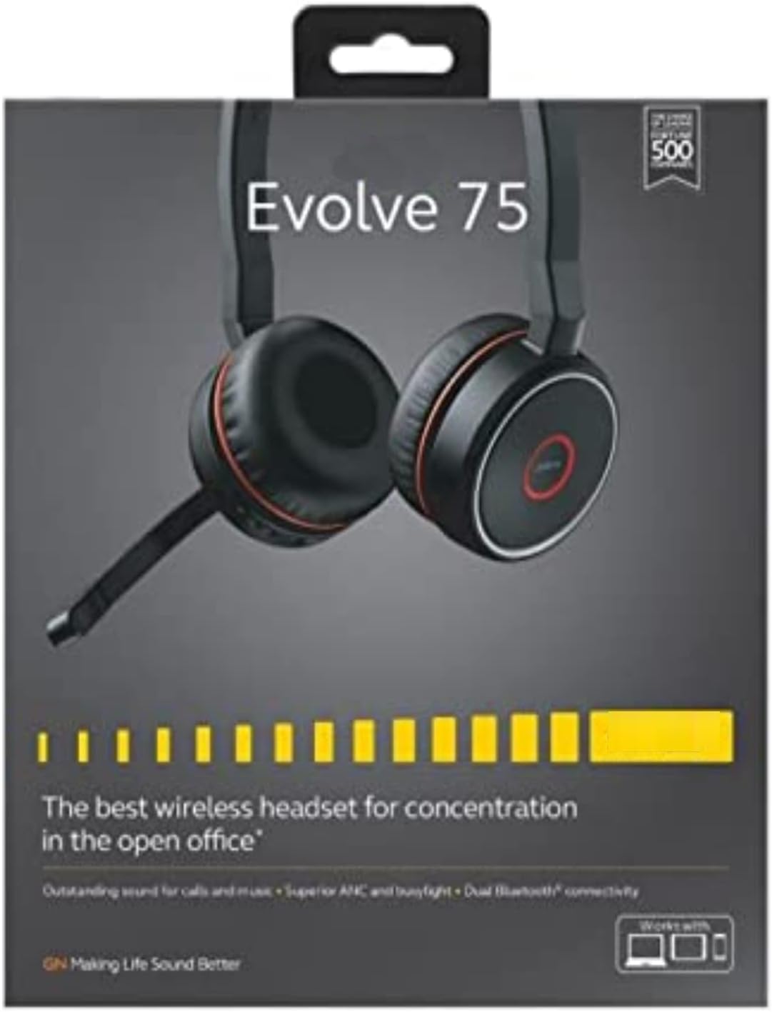 Wireless Headset with Active Noise-Cancelling Microphone and USB Adapter H84143