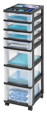 7 Drawers Clear Black Storage Cart Q92060