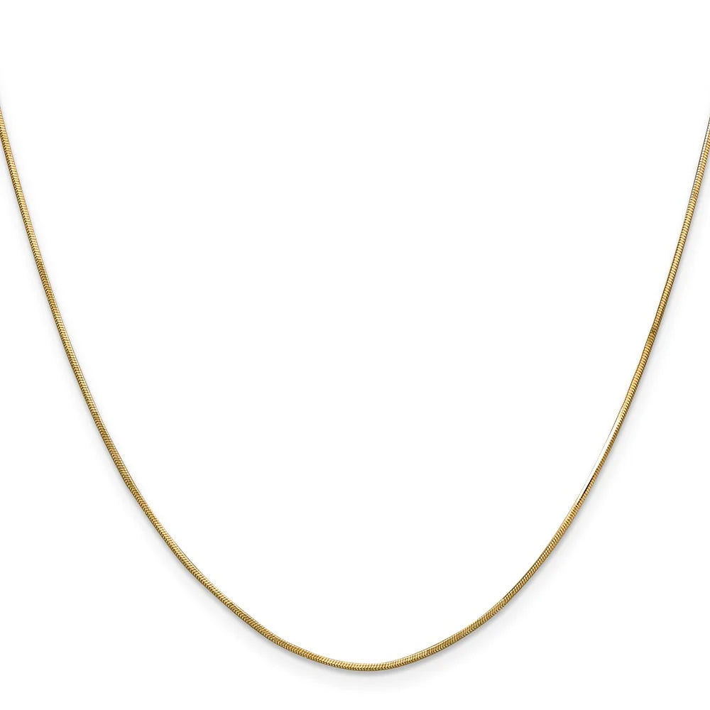 14K Yellow Gold Snake Chain Necklace 16 inch 0.8 mm Octagonal with Lobster Clasp N116