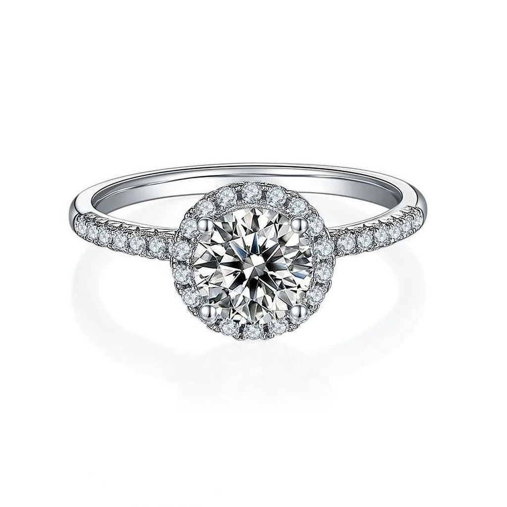 18K White Gold over Silver Moissanite Wedding Ring T81086