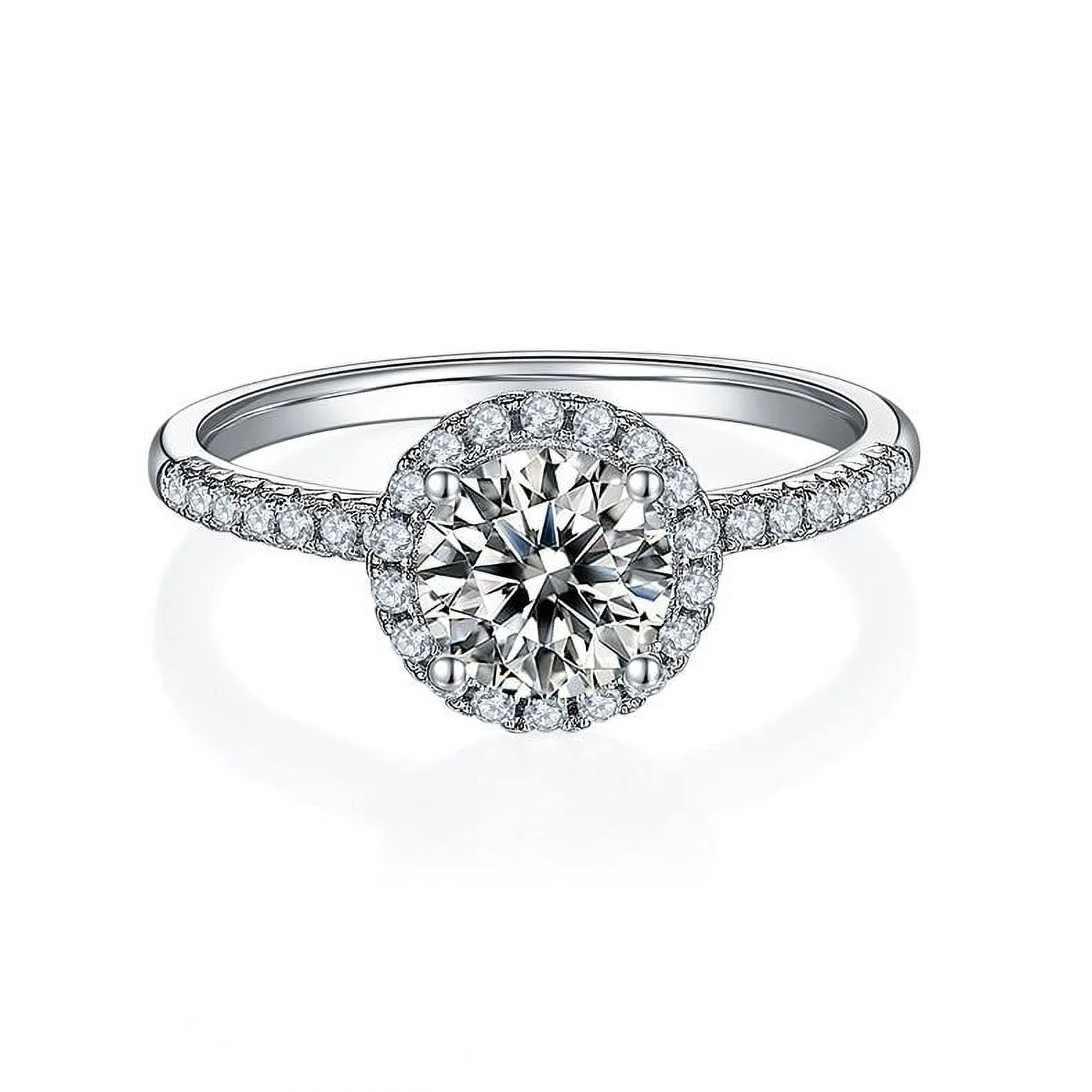 18K White Gold over Silver Moissanite Wedding Ring T81086